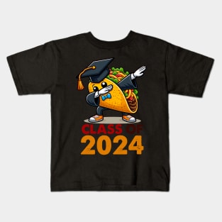 Class Of 2024 Cinco de Mayo Grad Dabbing Taco Graduation Funny Kids T-Shirt